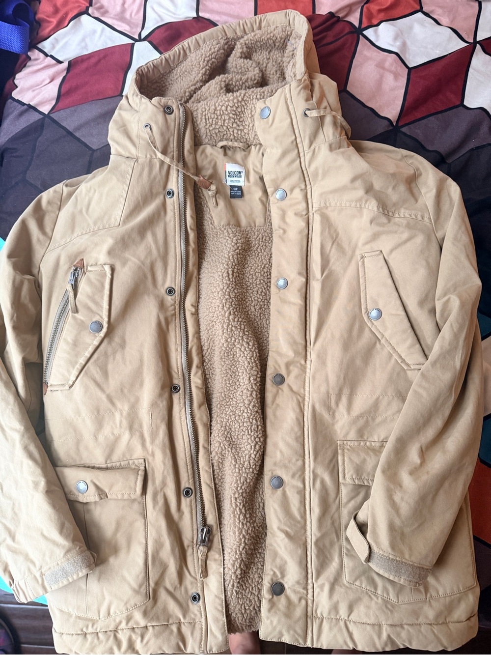 Volcom Tan Sherpa-Lined Workwear Jacket for Men. NWOT